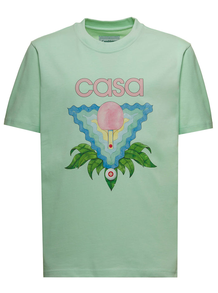 Green Organic Cotton T-Shirt With Logo Tshirts And Polo Shirts