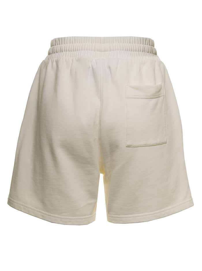White Cotton Shorts With Logo Print Organic And Bermuda