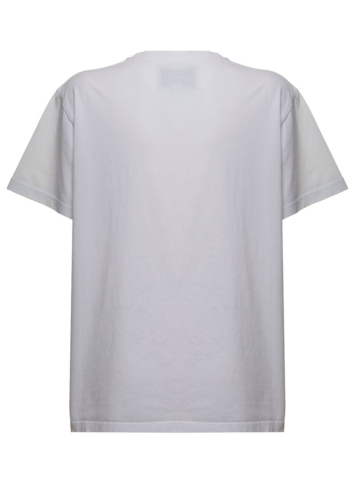White Cotton T-Shirt With Logo Print Organic Tshirts And Polo Shirts