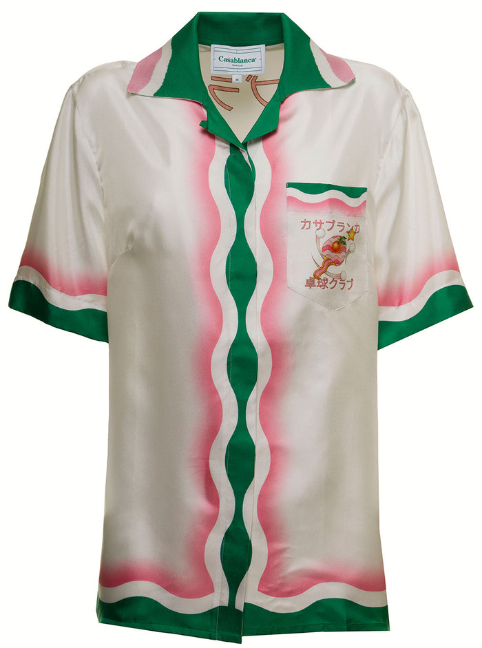 Printed Silk Shirt With Logo And Blouses