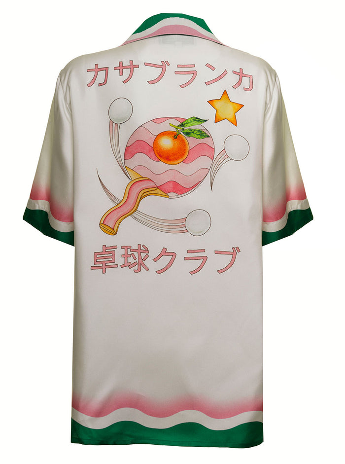 Printed Silk Shirt With Logo And Blouses