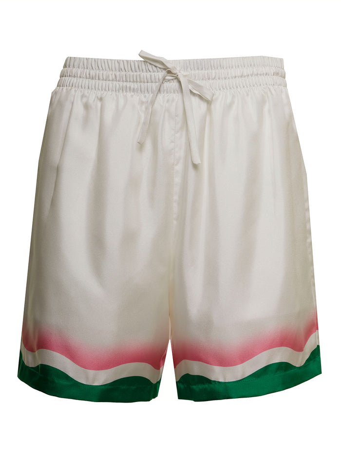 Multicolor Silk Shorts With Print And Bermuda