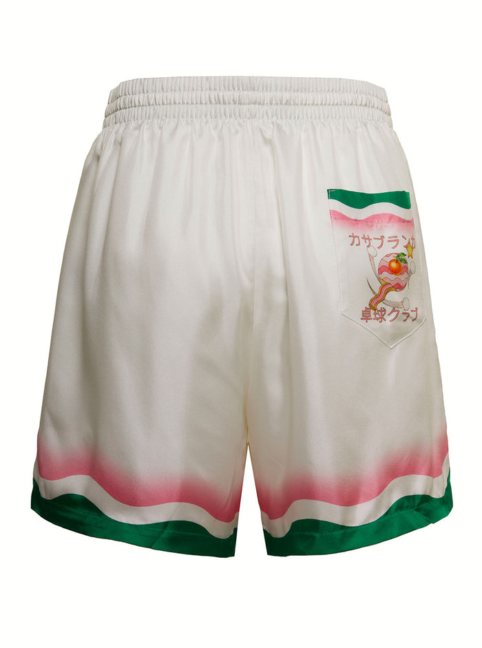 Multicolor Silk Shorts With Print And Bermuda