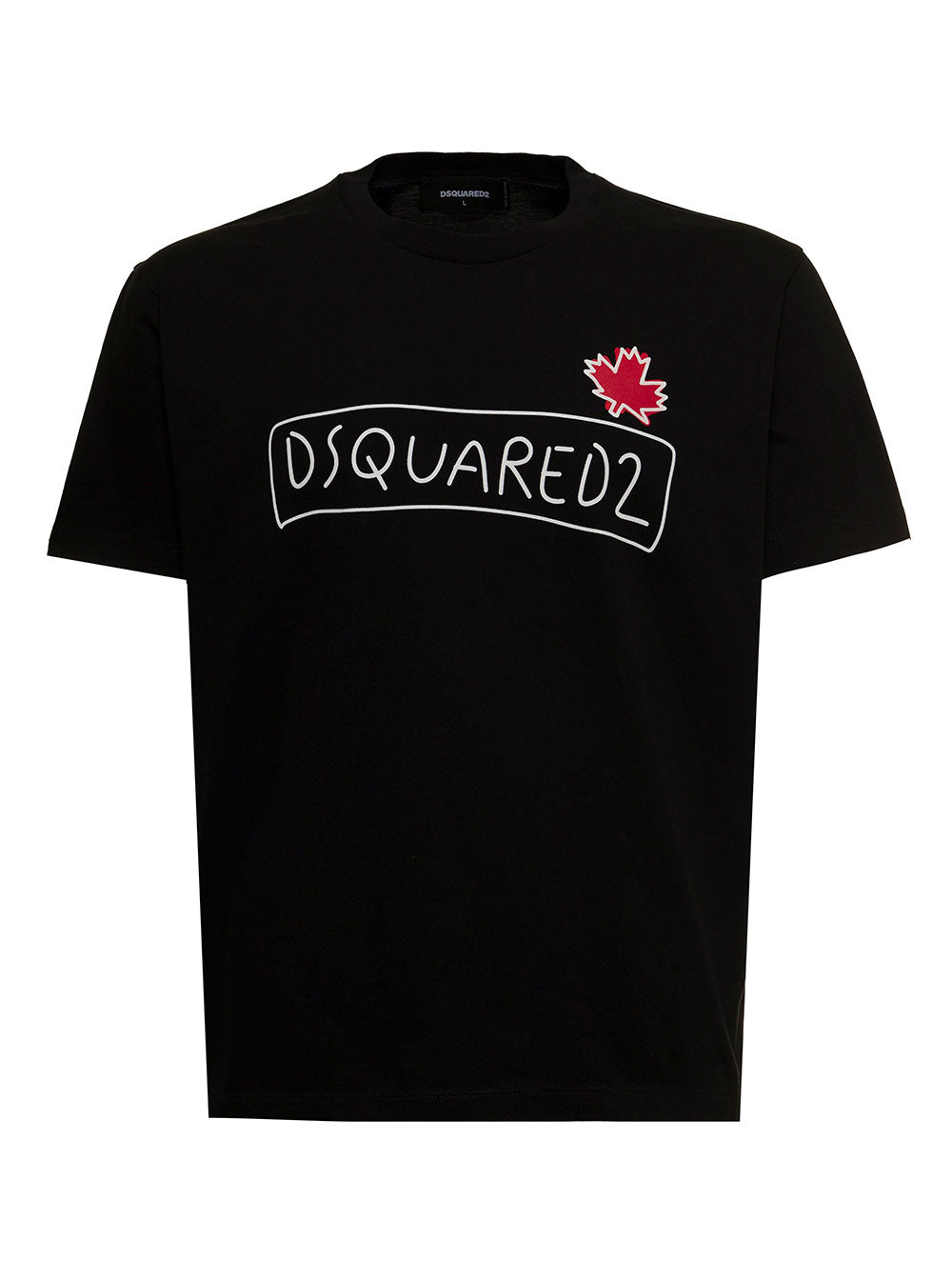 Black Cotton T-Shirt With Logo Print Tshirts And Polo Shirts