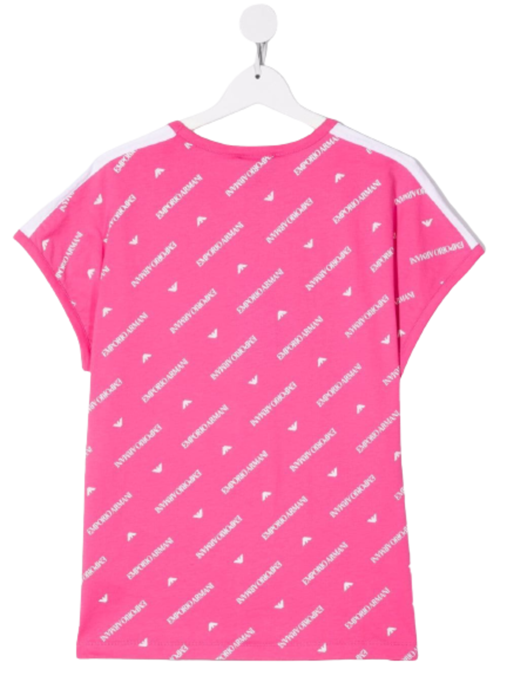 Emporio Armani Girl Cotton Print Allover Logo T-Shirt Fuxia Tshirts And Polo Shirts