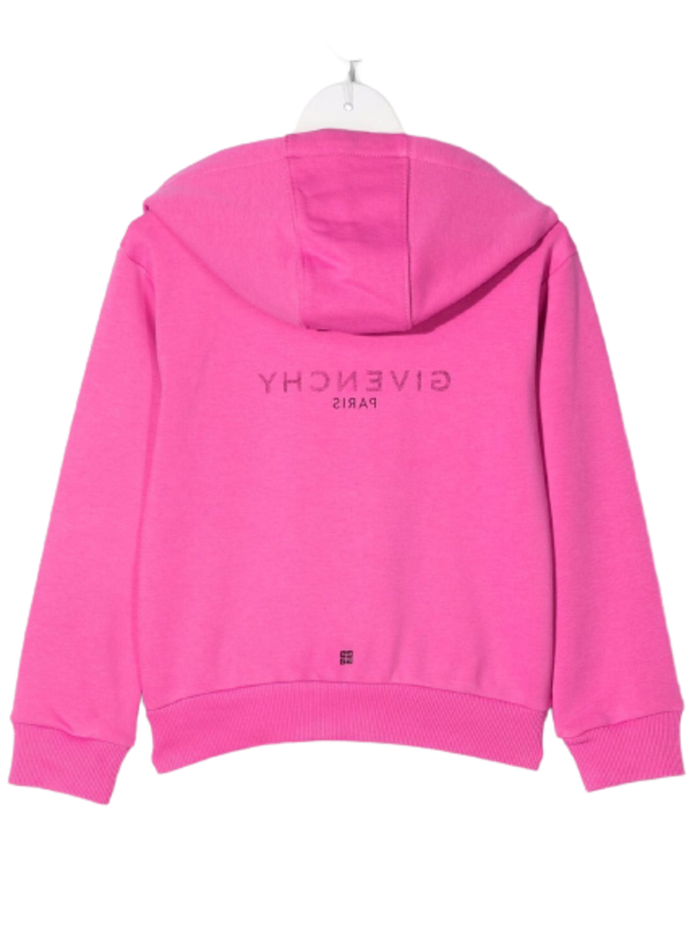 Givenchy Girl Pink Blend Cotton Hoodie With Logo Print Sweatshirts