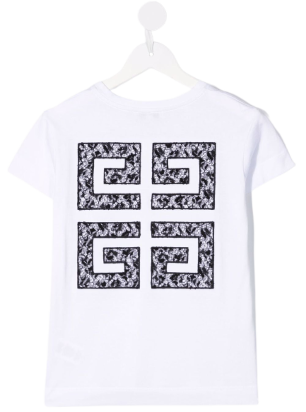 Givenchy Girl Cotton White T-Shirt With Lace Logo Tshirts And Polo Shirts