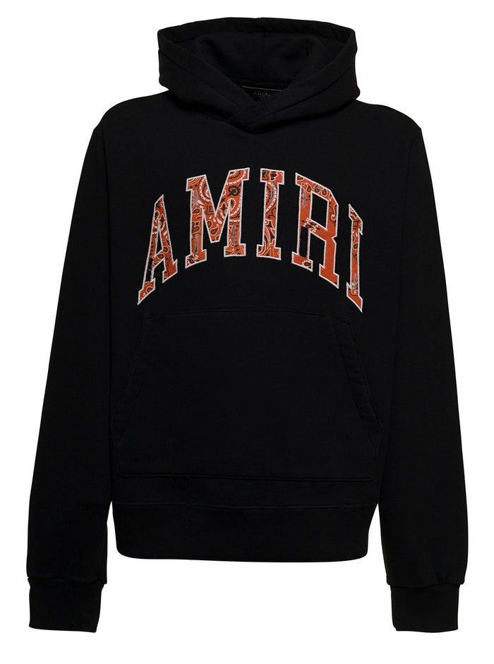 Amiri Man S Black Jersey Hoodie With Front Bandana Logo Cotton Sweatshirts