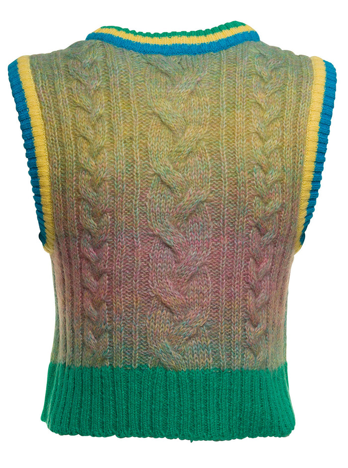 Andersson Bell Woman Jesse Gradation Multicolor Cable Knit Vest Nylon Wool Kid Mohair Jersey