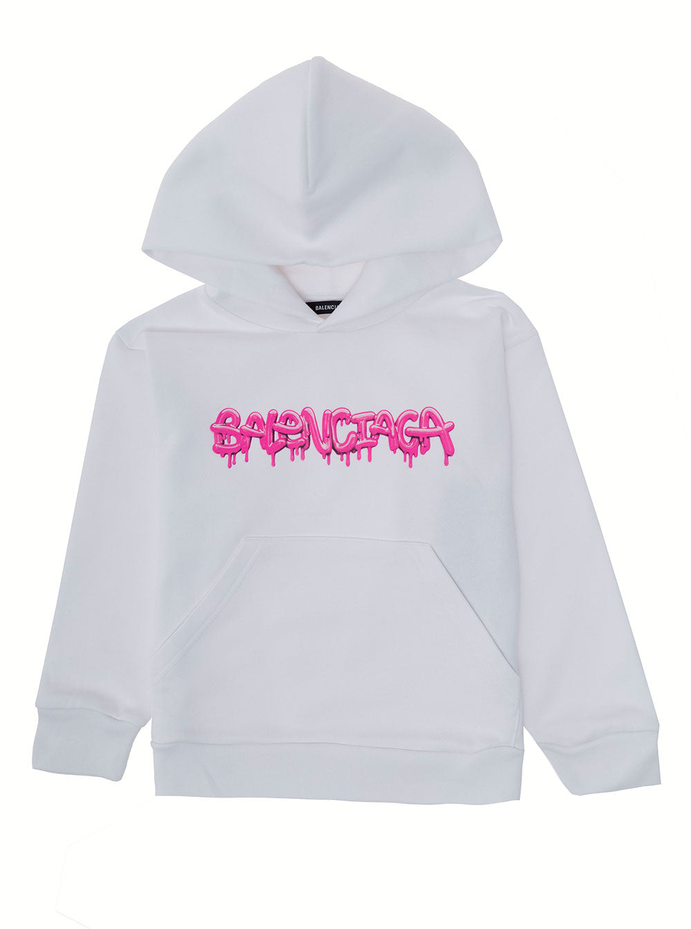 Balenciaga Girl White Cotton Hoodie With Logo Print Sweatshirts