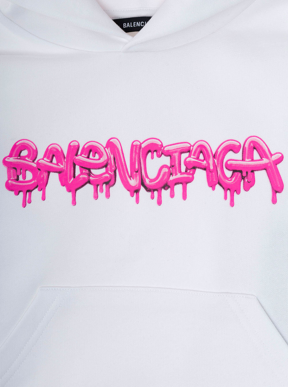 Balenciaga Girl White Cotton Hoodie With Logo Print Sweatshirts