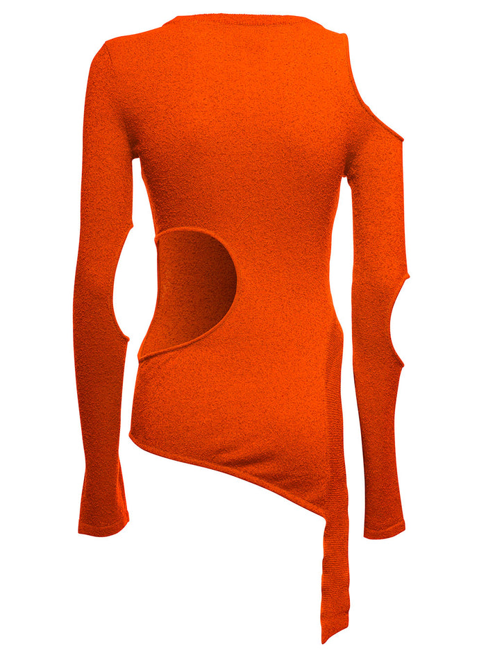 Andersson Bell Woman Orange Cotton Sweater With Cut Out Details Jersey