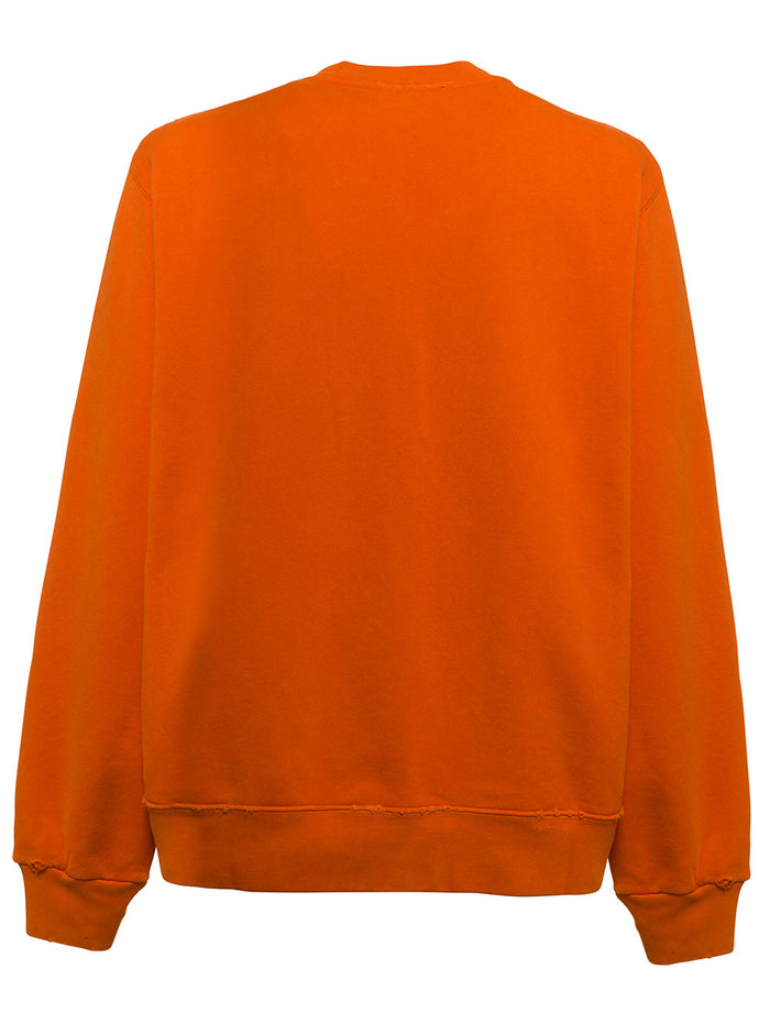 Amiri Man Orange Jersey Sweatshirt With Bandana Logo Cotton Sweatshirts