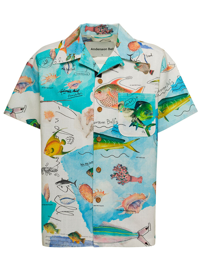 Andersson Bell Man S Cotton Shirt With Multicolor Print And Blouses