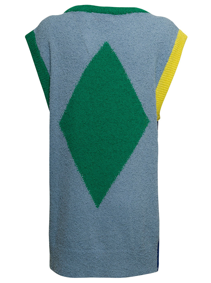 Andersson Bell Womans Multicolor Vest With Geometric Print Blu Polyester Acrylic Jersey
