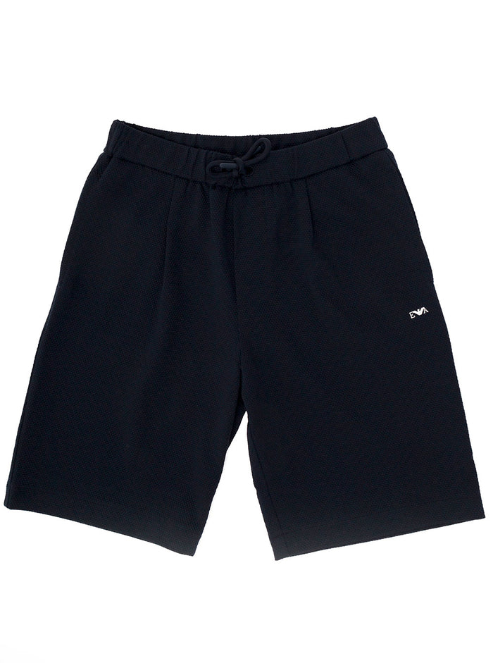 Emporio Armani Boys Blue Cotton Piquet Bermuda With Drawstring Blu Elastane Shorts And