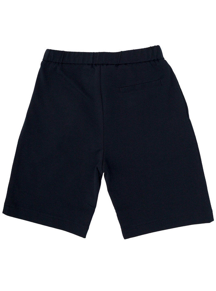 Emporio Armani Boys Blue Cotton Piquet Bermuda With Drawstring Blu Elastane Shorts And