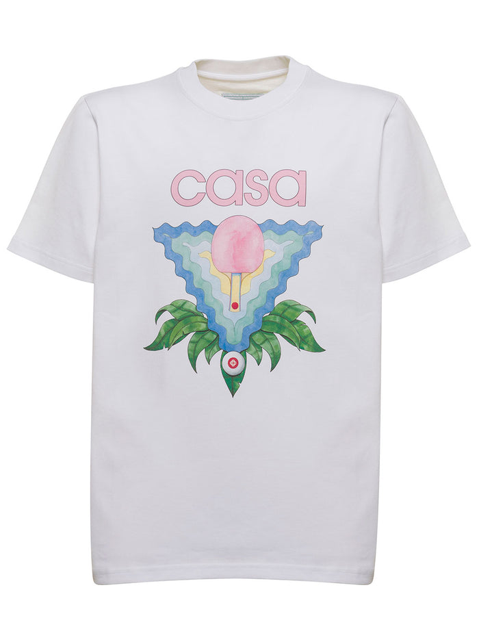 Casablanca White Organic Cotton Mans T-Shirt With Logo Tshirts And Polo Shirts