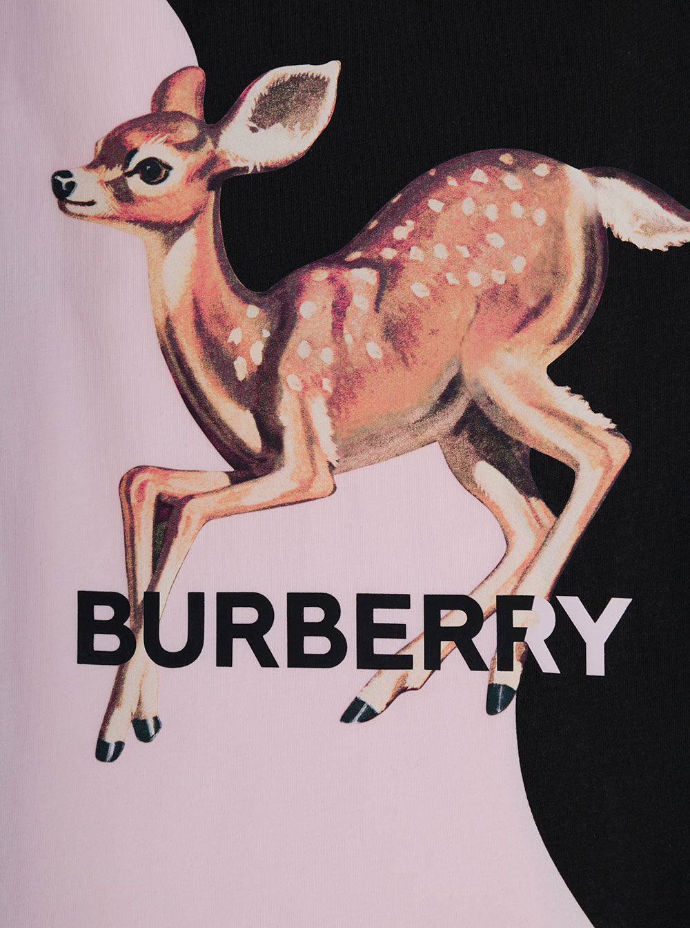 Burberry Kids Cotton Pink And Black Girl T-Shirt With Fawn Printed Tshirts Polo Shirts