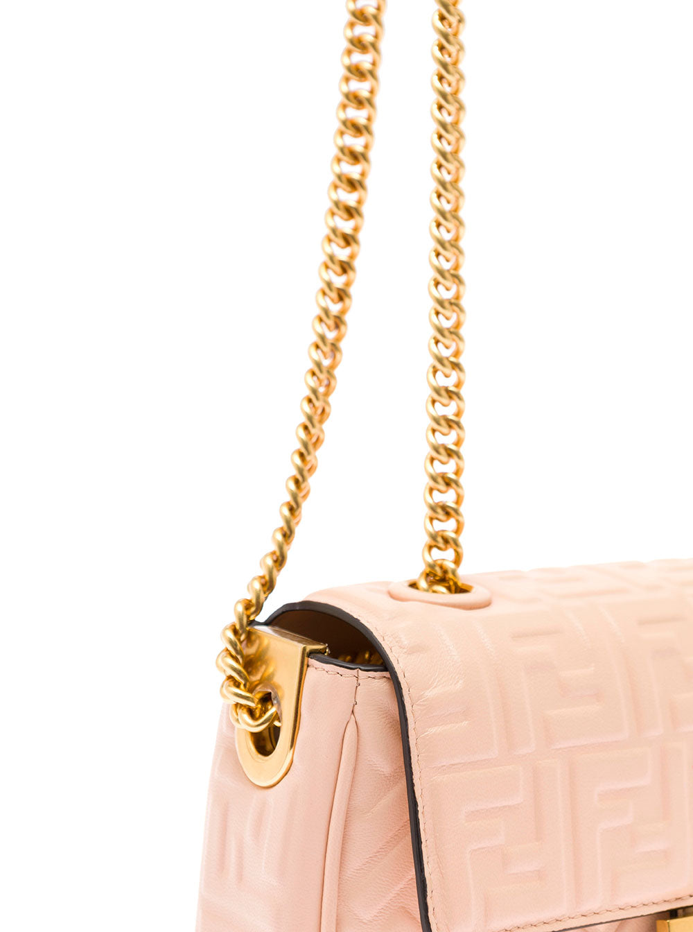 Baguette Chain Pink Leather Fendi Woman Crossbody Bag Lamb