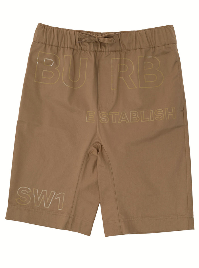 Burberry Kids Boys Beige Cotton Shorts With Logo And Bermuda