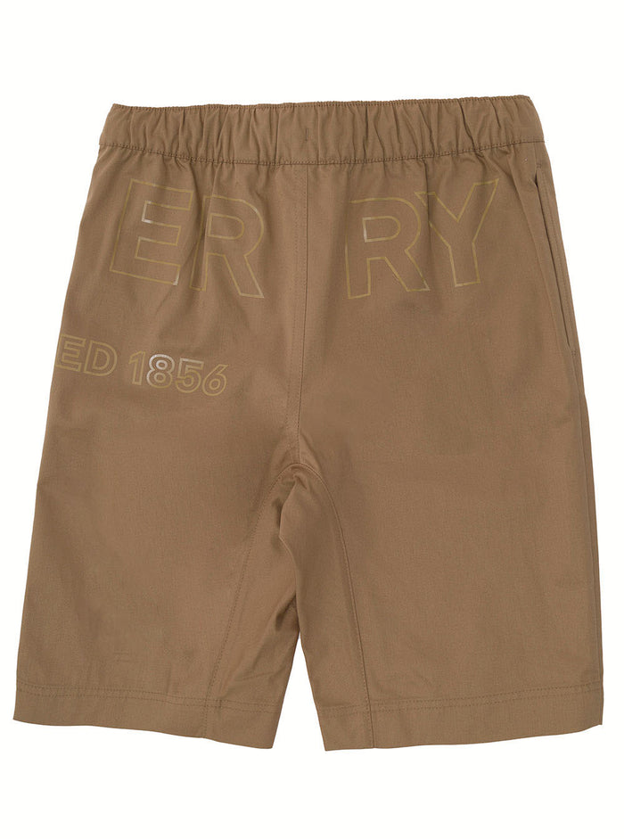 Burberry Kids Boys Beige Cotton Shorts With Logo And Bermuda