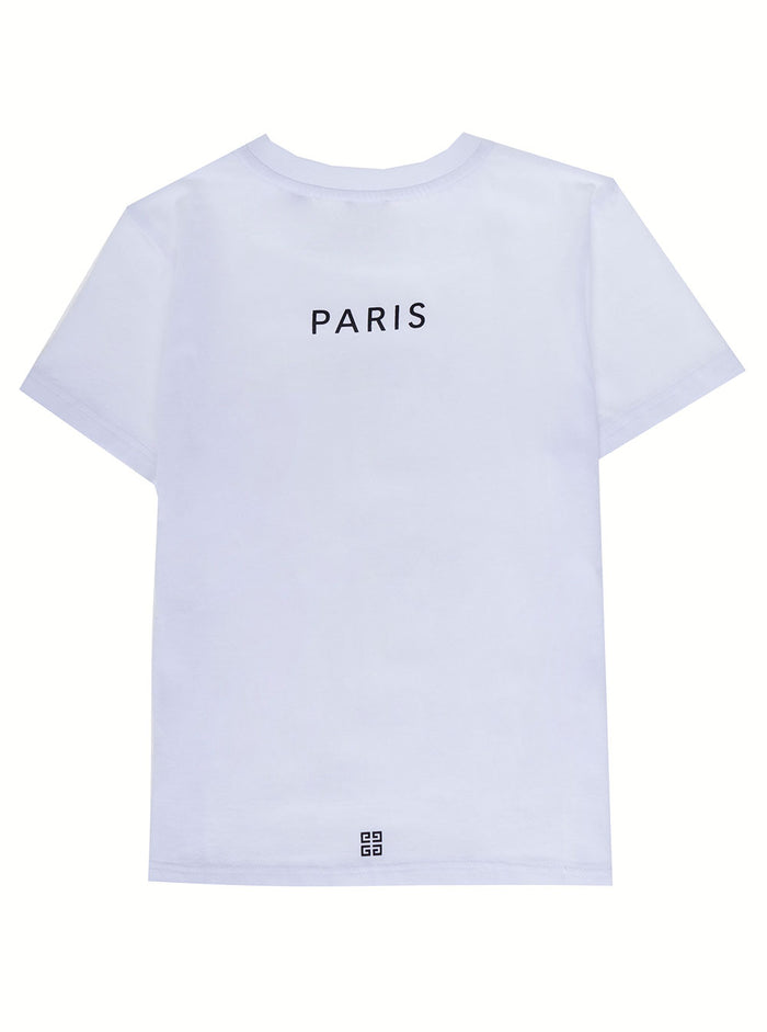 Givenchy Boy Cotton And White T-Shirt With Logo Print Tshirts Polo Shirts