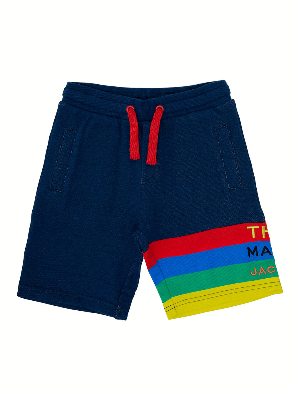 Marc Jacobs Boy Cotton Blu Bermuda With Colored Stripes Shorts And