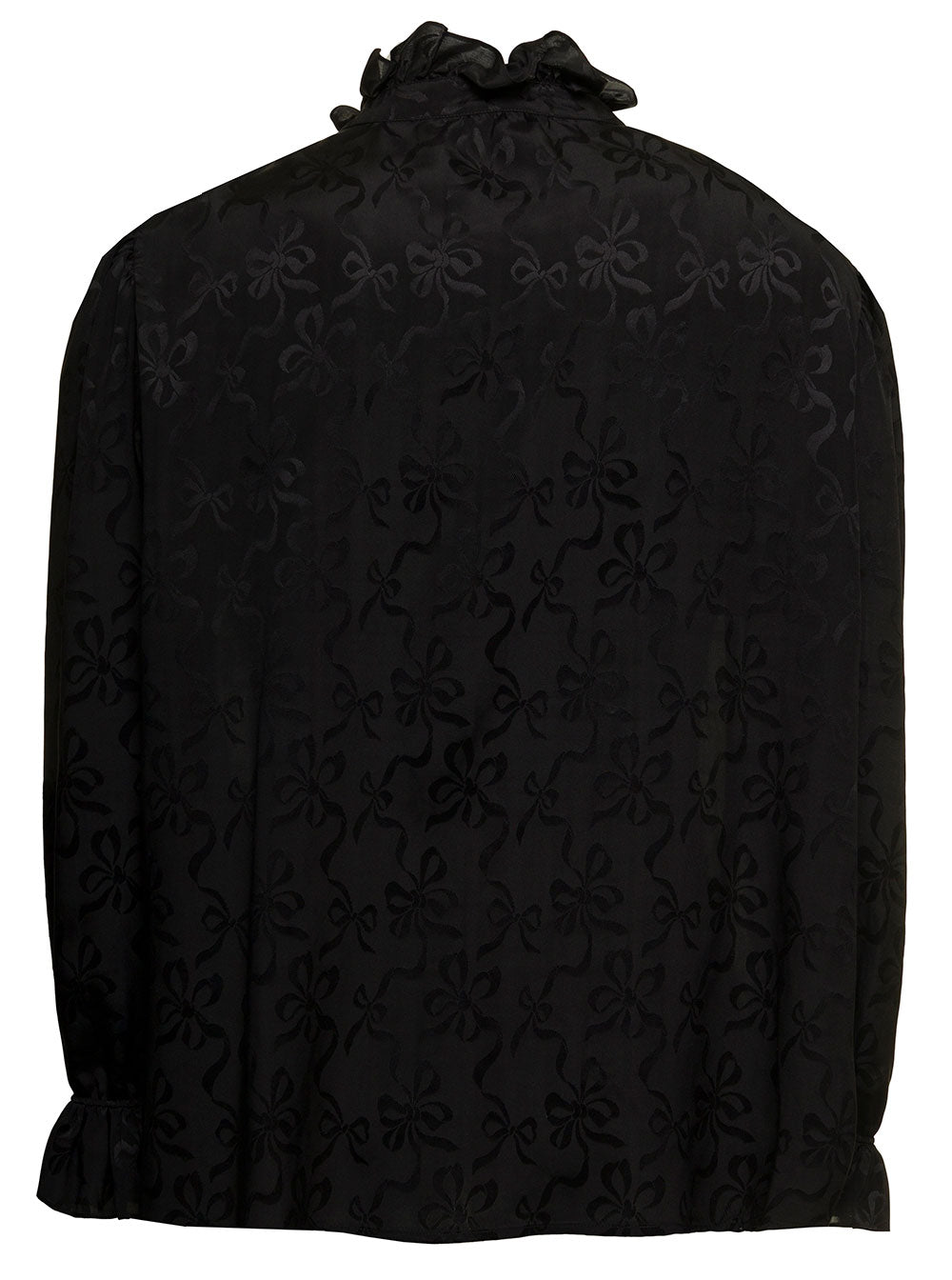 Saint Laurent Woman Black Printed Silk Shirt And Blouses