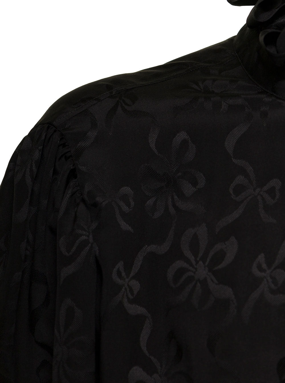 Saint Laurent Woman Black Printed Silk Shirt And Blouses