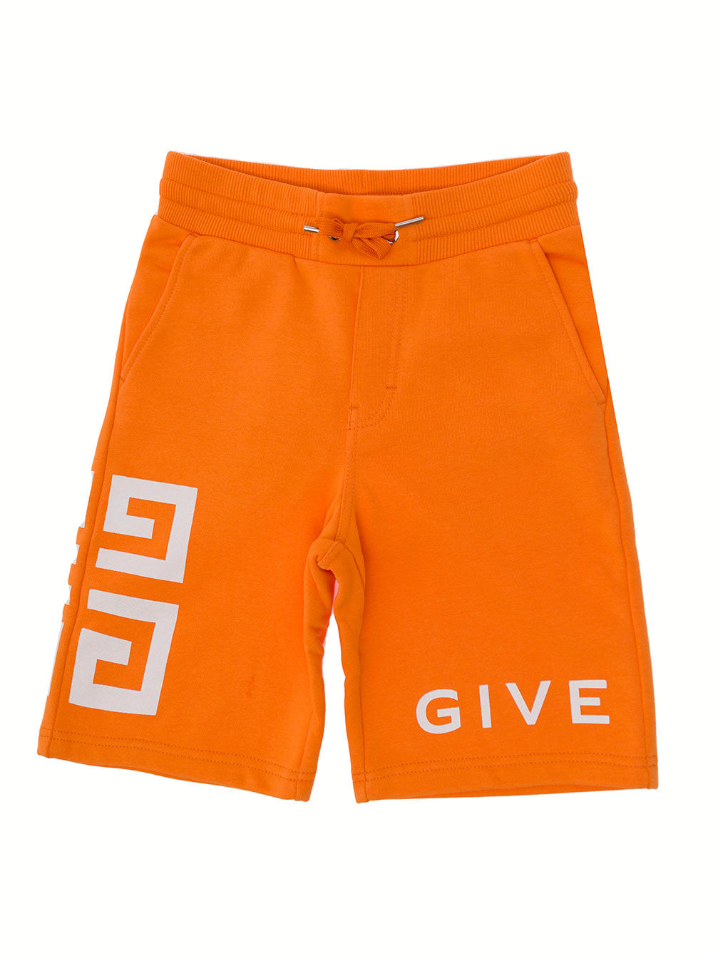 Givenchy Boy Blend Cotton Orange Bermuda With Logo Shorts And