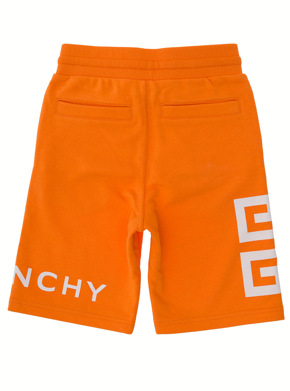 Givenchy Boy Blend Cotton Orange Bermuda With Logo Shorts And