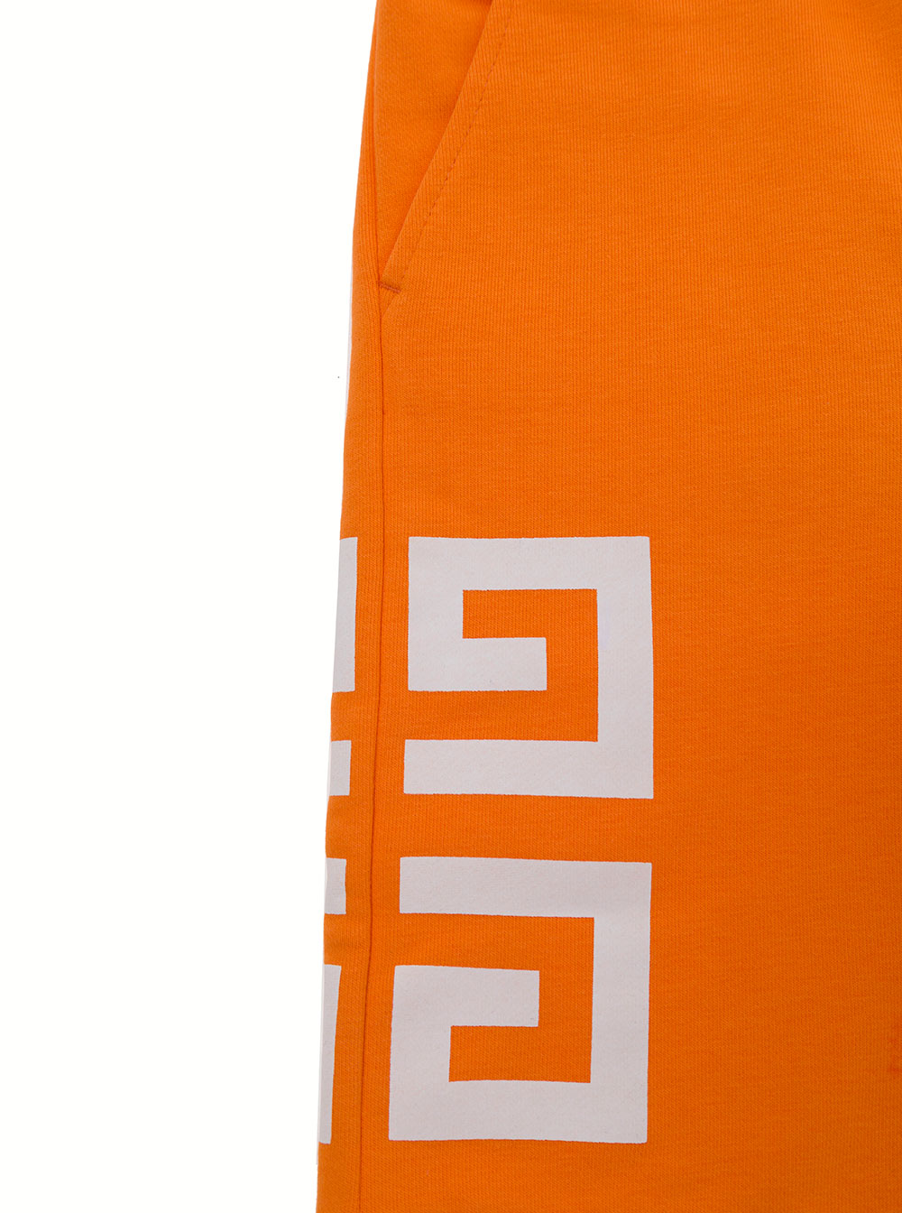 Givenchy Boy Blend Cotton Orange Bermuda With Logo Shorts And