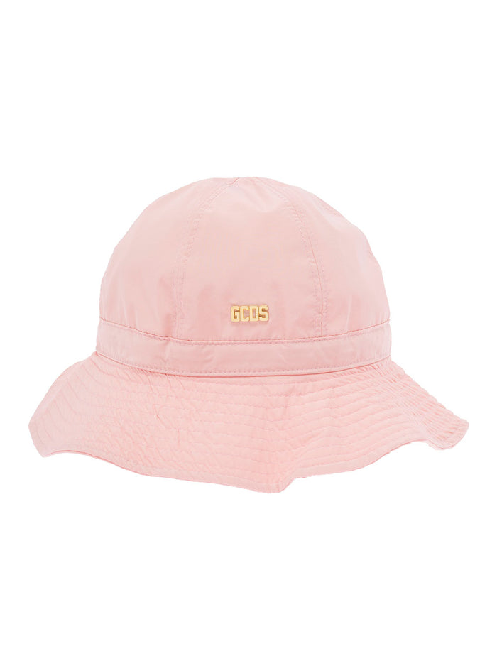Pink Nylon Hat With Woman Gcds Logo Polyamide And Gloves
