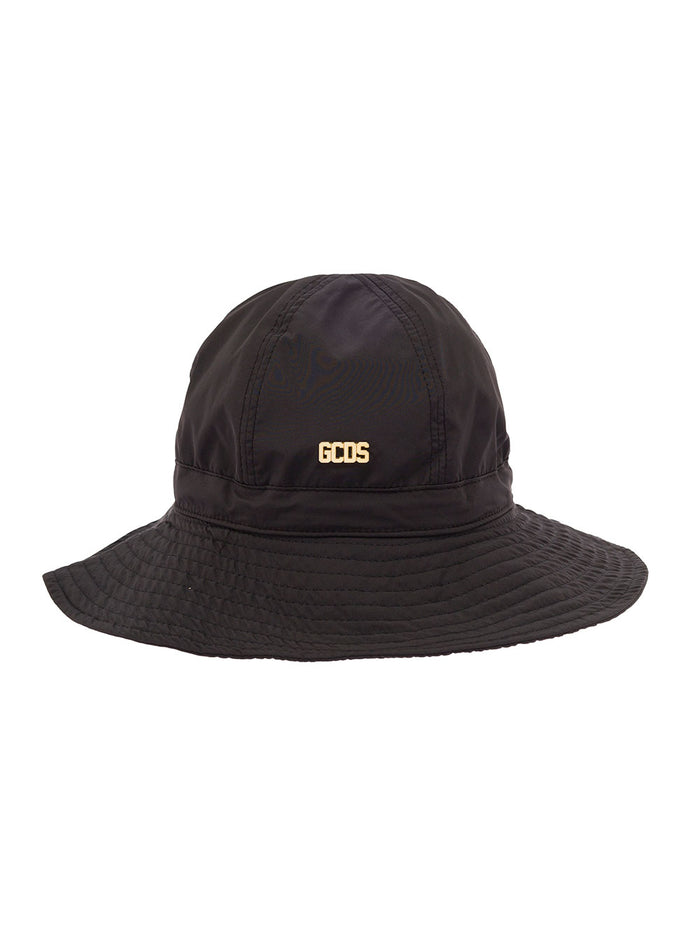 Black Nylon Hat With Woman Gcds Logo Polyamide And Gloves