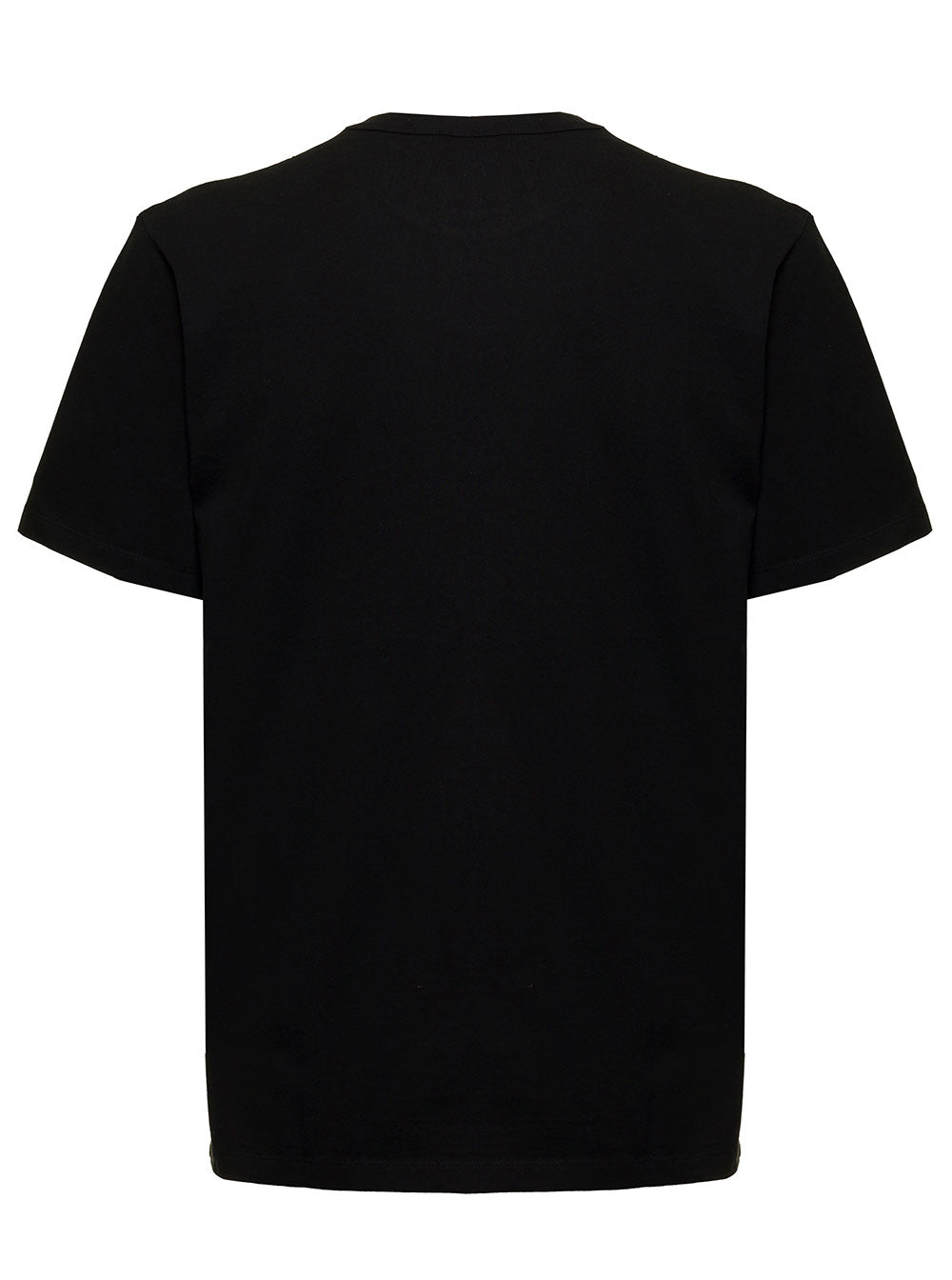 Maison Kitsune Mens Black Cotton T-Shirt With Logo Patch Tshirts And Polo Shirts