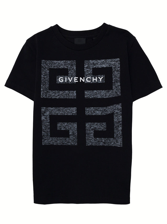 Givenchy Boy Cotton Black T-Shirt With Logo Print Tshirts And Polo Shirts