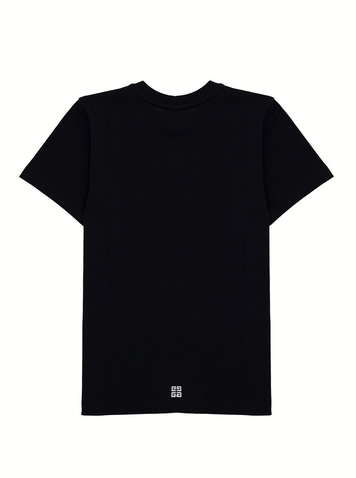 Givenchy Boy Cotton Black T-Shirt With Logo Print Tshirts And Polo Shirts
