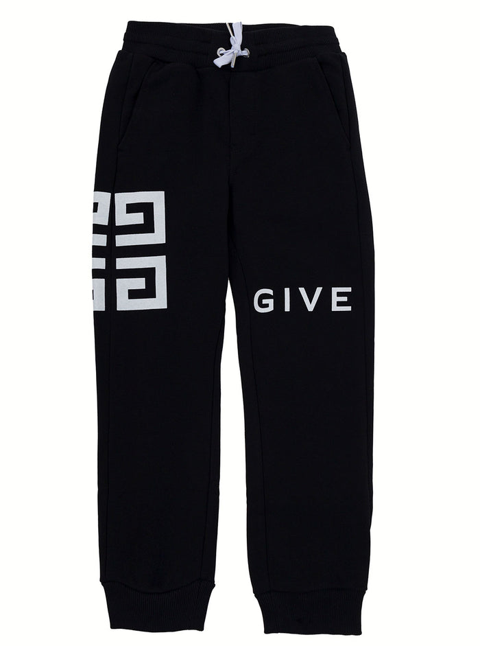 Givenchy Boy Blend Cotton Black Jogger Pants With Logo Trousers