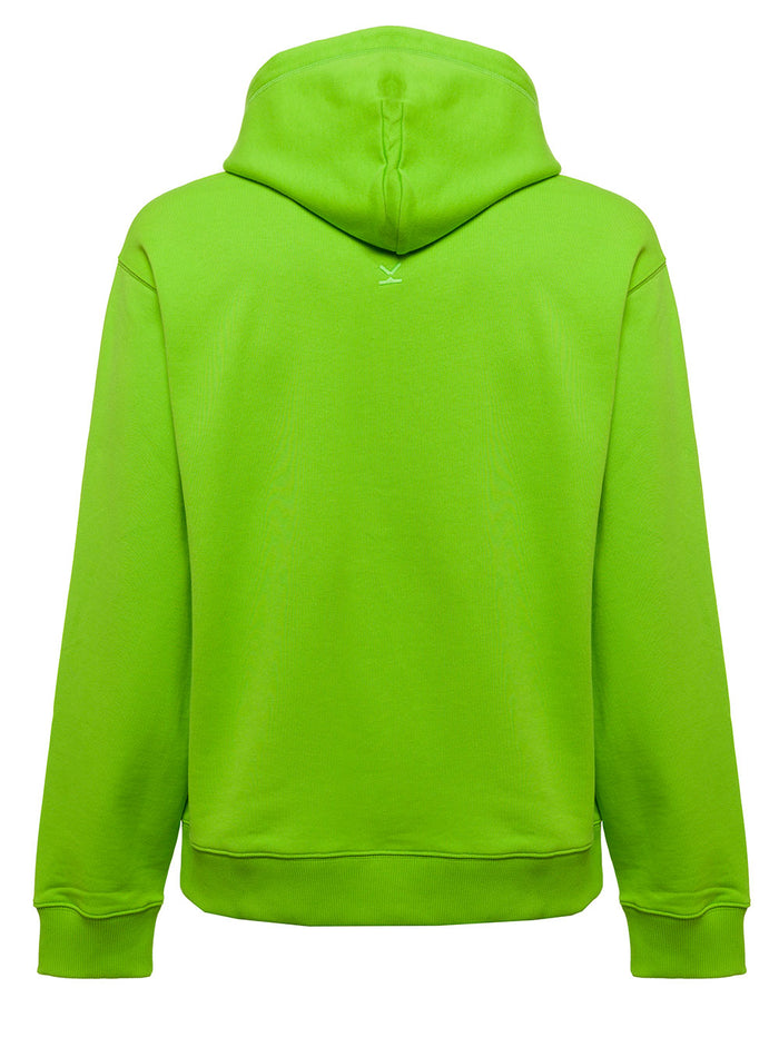 Kenzo Mans Green Cotton Hoodie With Tiger Patch Sweatshirts