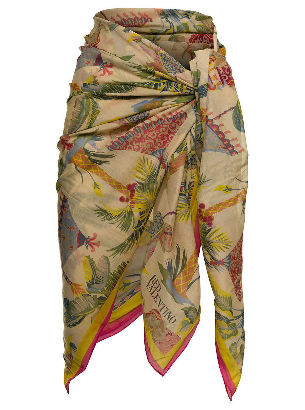 Red Valentino Floral Cotton Woman Sarong With Logo Skirt
