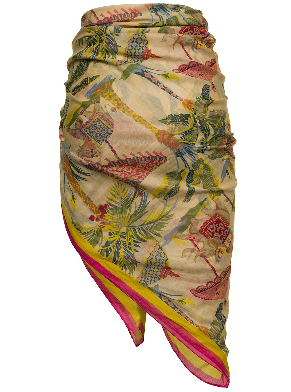 Red Valentino Floral Cotton Woman Sarong With Logo Skirt