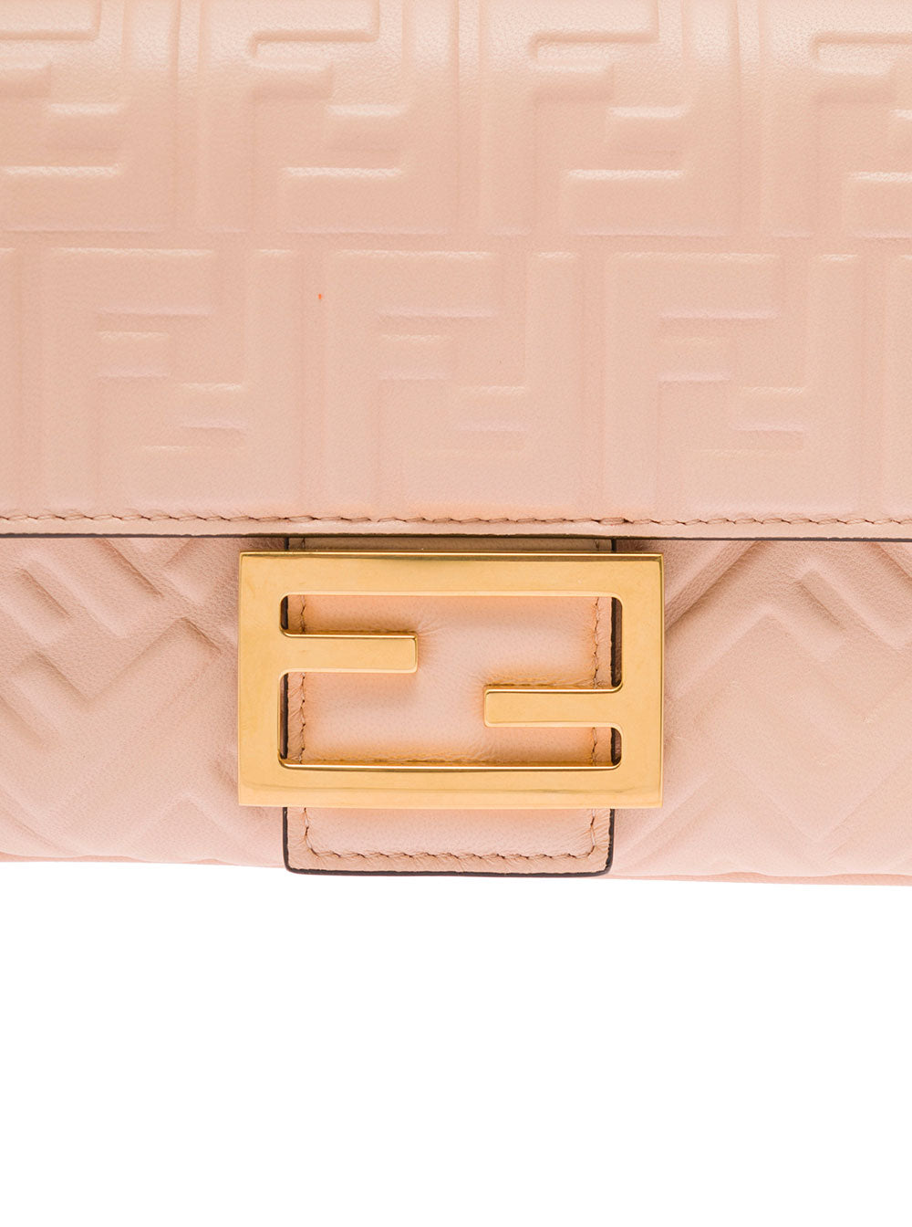 Baguette Chain Pink Leather Fendi Woman Crossbody Bag Lamb