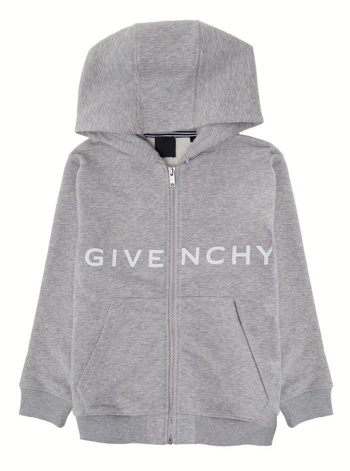 Givenchy Boy Blend Cotton Grey Hoodie With Logo Sweatshirts