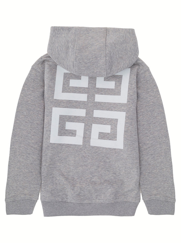 Givenchy Boy Blend Cotton Grey Hoodie With Logo Sweatshirts