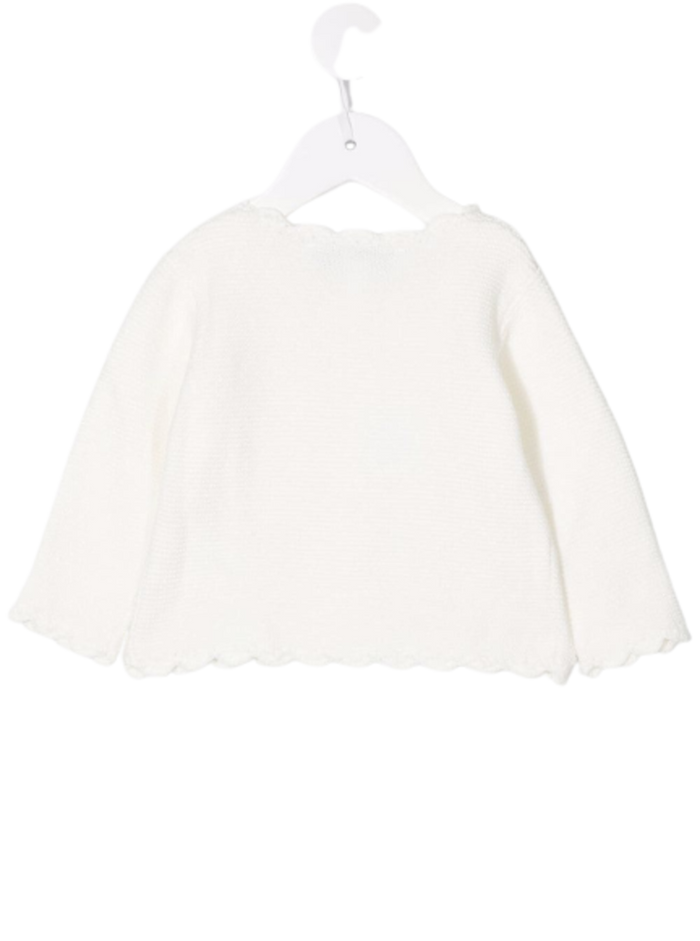 Tartine Et Chocolat Girls White Cotton Tweed Cardigan Beige Jersey