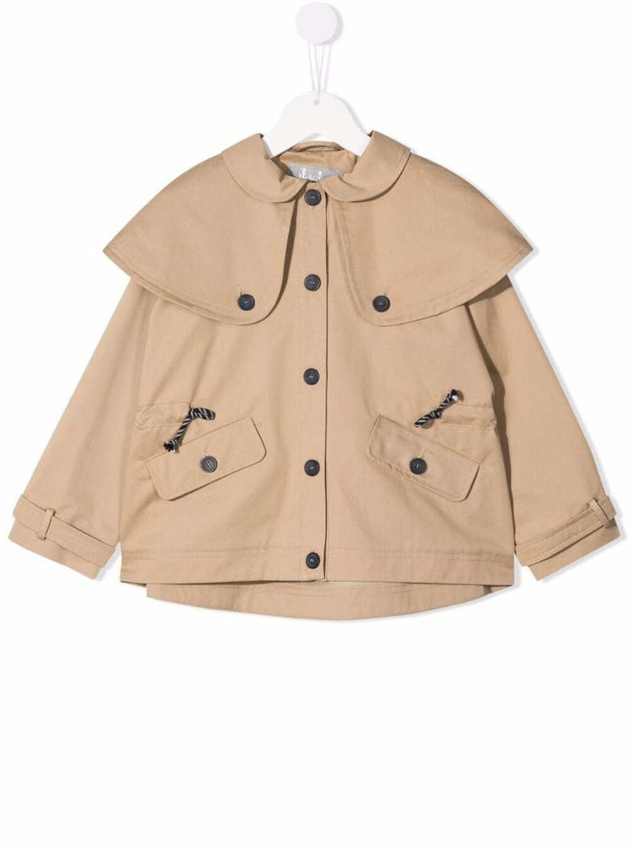 Il Gufo Girl Cotton Beige Short Trench