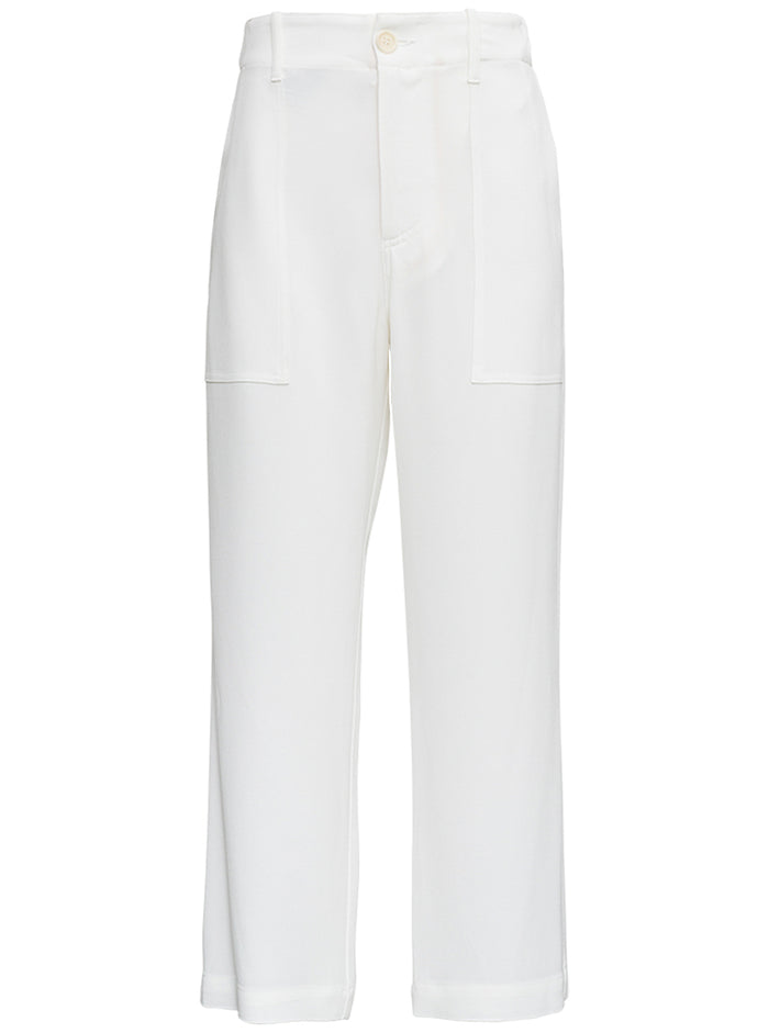 Camelle Viscose Blend Trousers With Pockets White Acetate