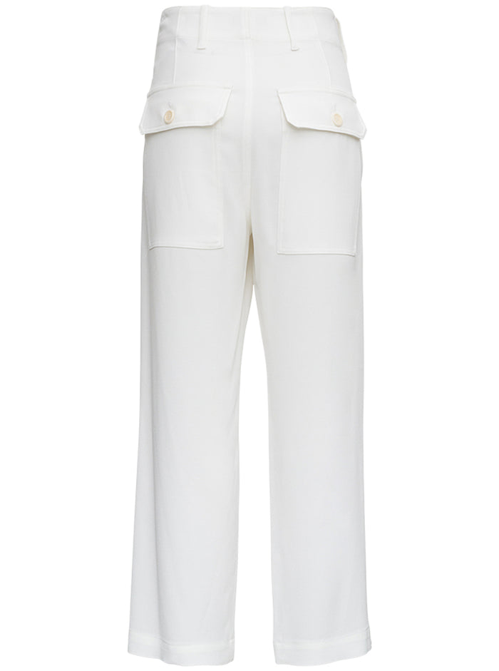Camelle Viscose Blend Trousers With Pockets White Acetate
