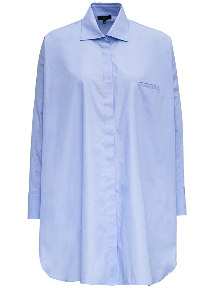 Annie Cotton Poplin Shirt Light Blue And Blouses